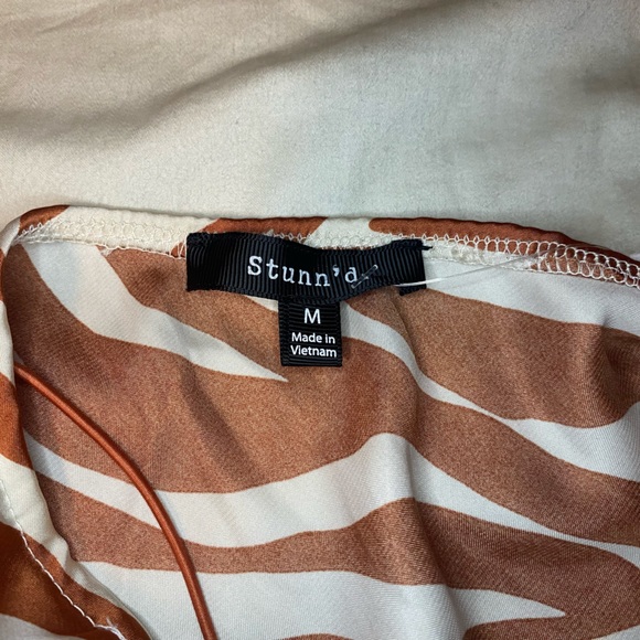 3 for $20 ZEBRA PRINT BROWN AND CREAM SPAGHETTI STRAP CROP TOP- SMALL - Picture 3 of 4